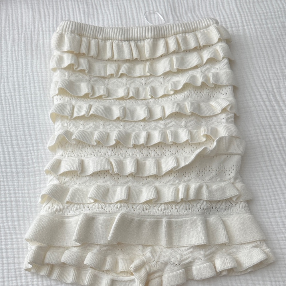 Edikted Cream Ruffle Bodysuit
